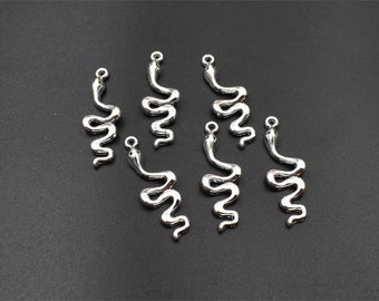 10Pcs 29x9mm Silver Snake Charms-p2687