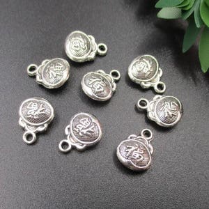 10 piezas de dijes chinos plateados de 10 x 13 mm para bolso de deseos, de 2 caras - p1935-B