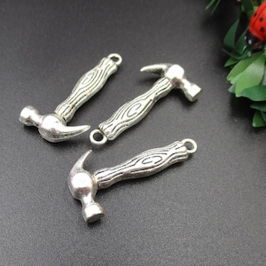 10Pcs 31x15mm Silver Hammer Charms 3D-p1930