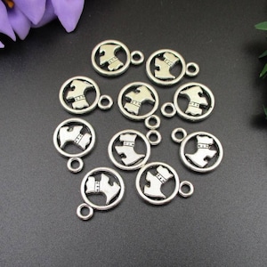 10 Stück 21 x 16 mm Silber Hund Charms 2 Seitig-p1554