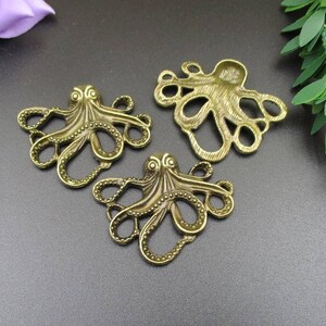 5PCS,46x36mm,Big Bronze Octopus Charms-p1019-A