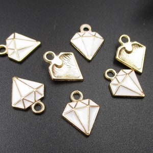 10Pcs 15x13mm Enamel Diamond Charms,White Color-p2273