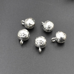 5Pcs 13x10x10mm Silver Soccer Ball Charms,Solid Metal Balls-P2532