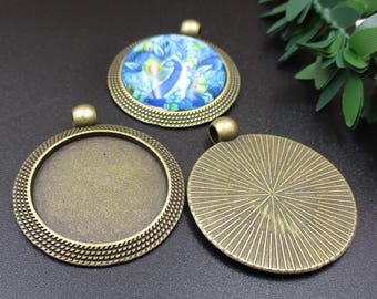 5pcs 25mm Bronze Circle Bezel Blanks,1 Inch Cameo Cabochon Base Setting Pendants-b2226