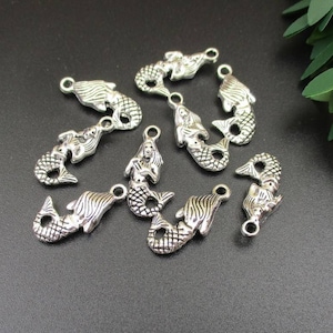 10 peças de pingentes de sereia de prata 20 x 12 mm - p1540