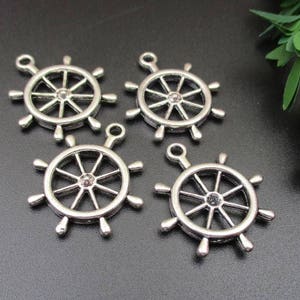 10Pcs 25x28mm Silver Helm Charms,Ship Wheel Charm-p1121-B