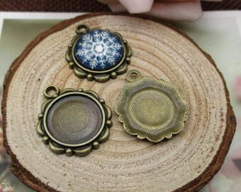10pcs 14mm Round Cabochon Base Setting,Bronze Blank Findings Trays-b2203