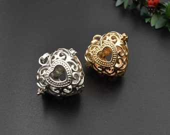 2Pcs 27×27mm Heart Charms,Cage pendants for 16mm Pearls or Gemstones,2 Colors Available-p2360N