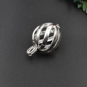 1Pcs 212129mm Big Gem Cage Pendant,Cage Charm Max for 18mm Pearls or Gemstones 3 Colors Available-p1548 Bright Silver