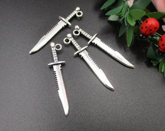 10PCS 43x10mm Silver Sword Charms-p1942