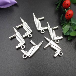 10Pcs 27x7mm Power Drill Charms Antique Silver Tone 2 Sided-p1884