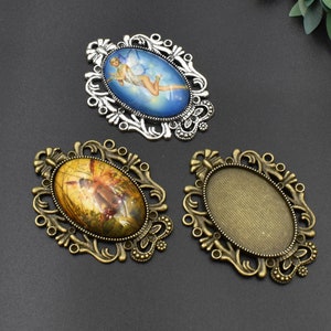 2 pezzi 20 x 30 mm vassoi ovali per pendenti, castoni cabochon disponibili in 2 colori - b2157