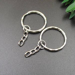 10Pcs 25mm Silver Key Chain Rings With Attached Chain-p1745-B