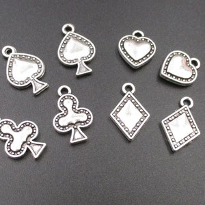10 Stück 17 x 12 mm Poker Vier-Farben Charms 2 Seitig-p1365-B