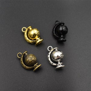 10 breloques globes 19 x 12 mm, rotation libre, 4 couleurs disponibles-p2574