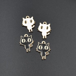 10Pcs 19x14mm Enamel Cat Charms,2 Color Available-p2550