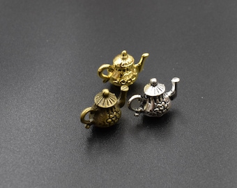 10PCS 7x12x15mm Teapot Charms 3D, 3 Colors Available-p2271