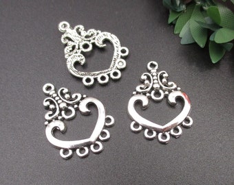 10Pcs 26x19mm Silver Earring/Necklace Connectors Charms-p2452