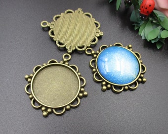 5pcs 25mm Antique Bronze Cameo Cabochon Base Setting Pendants,1inch (25mm) Round Blank Findings Trays-b2238-A