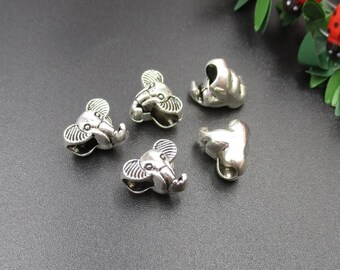 10Pcs 7x12mm Silver Elephant Charms Spacer Beads-4mm Hole Size-p1960