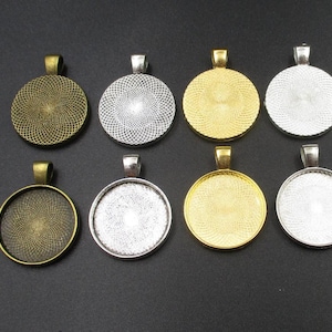 10 Stück 20 mm Anhänger Tablett Rohlinge-Cabochon Fassungen und Zubehör, 4 Farben-b2233