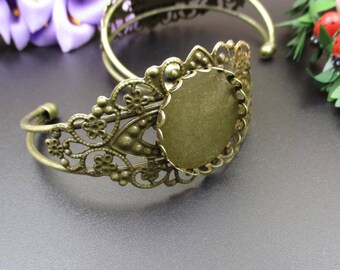 25mm Lace Bracelet Base Setting,1 Inch Bronze Blank Bezel-B2211