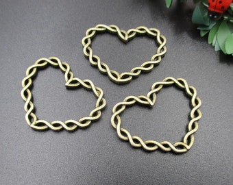 10Pcs 34x28mm Winding Heart Frame Charms-p2057-A