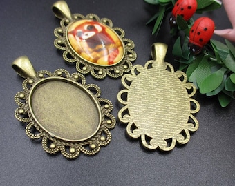 5pcs 25x18mm Antique Bronze Pendant Bezel Settings,18mm by 25mm-b2228