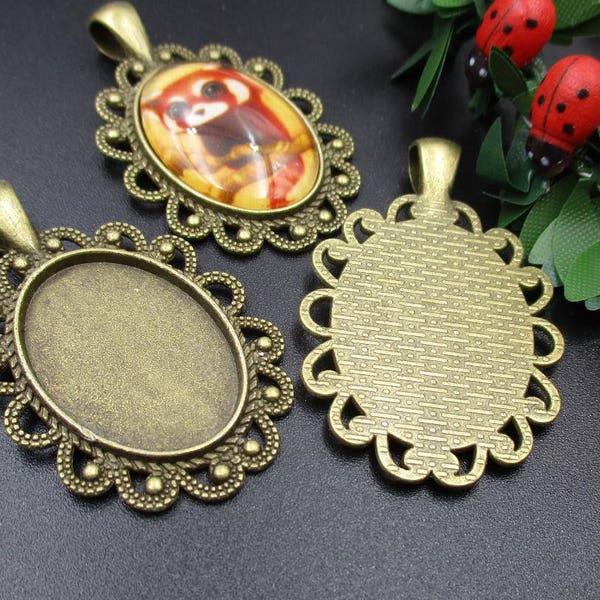 5pcs 25x18mm Antique Bronze Pendant Bezel Settings,18mm by 25mm-b2228