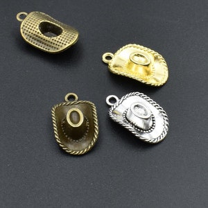 10 ciondoli a forma di cappello da cowboy 22x14x6 mm, 3 colori disponibili - p1912