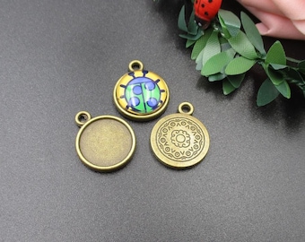 10pcs 14mm Round Cabochon Base Setting,Round Blank Bezels,Bronze Tone-b2183