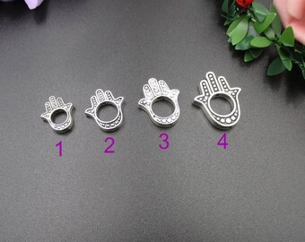 10Pcs Silver Hamsa Charms,4 Sizes-p1889