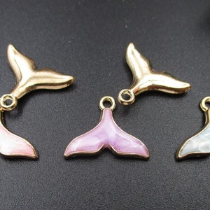 5Pcs 13x18mm Enamel Whale Tail Charms,3 Colors-p2091