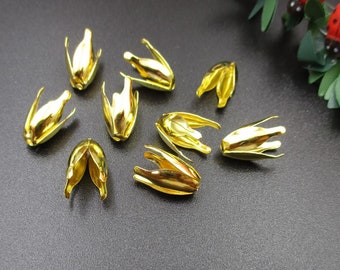 50Pcs 9x13mm Bead Caps,Flower Caps,Gold Tone-p1723-C