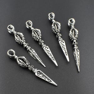 5Pcs 50x10mm Scepter Sword Charms,Antique Silver Tone,Magic Sword- p1477