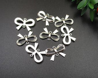 20Pcs 21x15mm Silver Bow Connector Charms-p1750-B