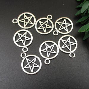 10Pcs 25x20mm,Silver Pentagram Charms 2 Sided-p1238-B