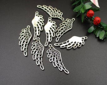 10PCS,18*45mm,Silver Wing Charm,Wing Pendant,Antique Silver Tone-p1171