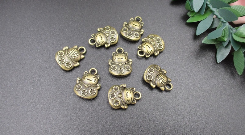 10PCS 15x11mm Bronze Cat Charms-p2386-A