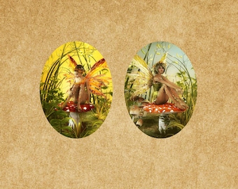 Butterfly Fairy-2Pcs Oval Photo Glass Cabochons,Custom Size,10x14mm,13x18mm,18x25mm,20x30mm,30x40mm-bo13-1