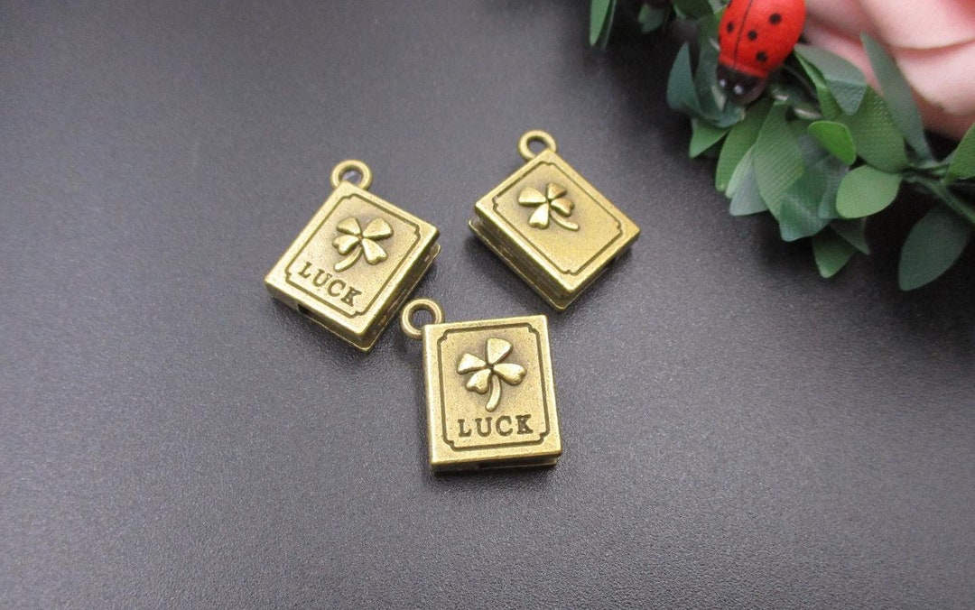 5個 12x15x4mm 幸運の四つ葉のクローバー ノートブックチャーム-p2367