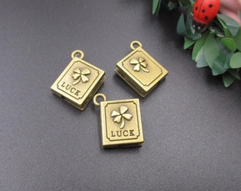 5個 12x15x4mm 幸運の四つ葉のクローバー ノートブックチャーム-p2367