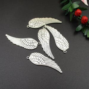 5Pcs 47x15mm Silver Wing Charms-p1761