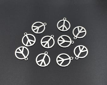 20Pcs 14x16mm Silver Peace Charms 2 Sided-p1771