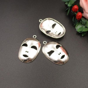 5PCS 40x26mm Big Silver Mask Charms-p2003-B