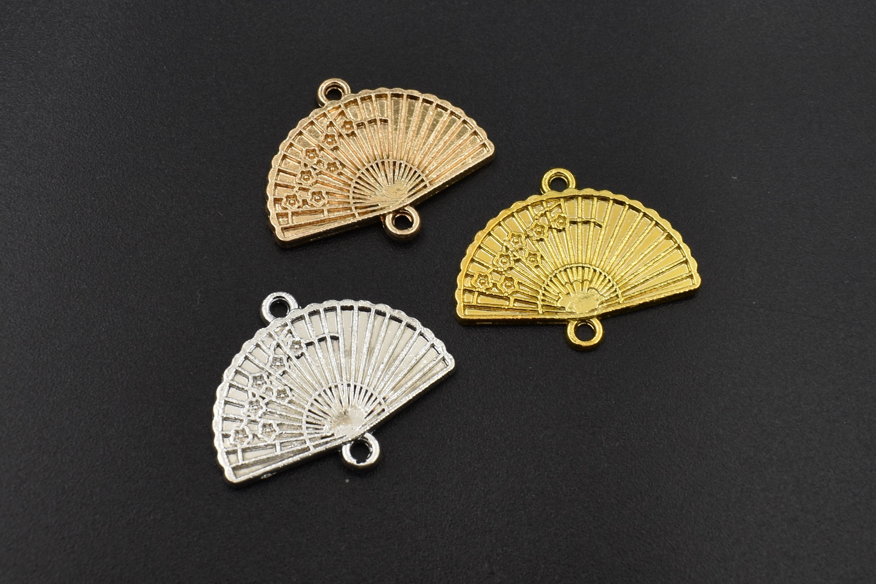 10PCS 24x20mm Fan Connector Charms 3 Colors Available-p2655