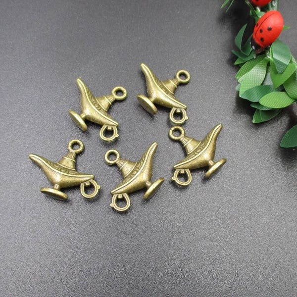 10PCS 22x17mm Charmes de lampe Degénie,Antique Bronze Tone 2 Sided-p1531-A