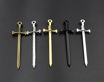 10Pcs 54x16mm Sword Charms 2 Sided,5 Colors Available-p2639