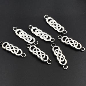 10Pcs 8×27mm Double Infinity Charm Connectors Antique Silver Tone - p1169