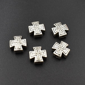 20 Stück 5x10x10mm 3D Kreuz Charms,Spacer Bead,Antik Silber Ton-p2608